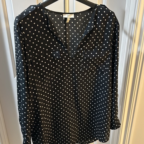 Black with polka dots, joie blouse, small - Picture 2 of 6